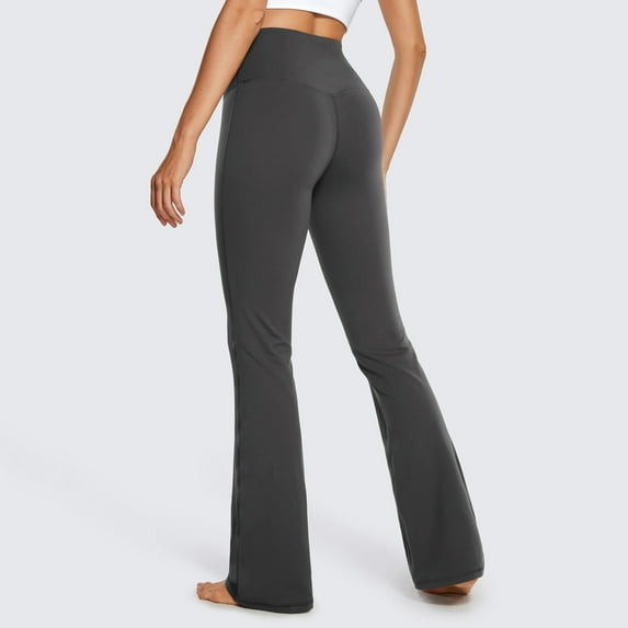 Brondbend Tall Yoga Pants Yoga Pants Women Stretchy Waist Belly Control Workout Trousers Solid Color Comfortable Tights Slim Fit Weekend Athletic Jogger Gray