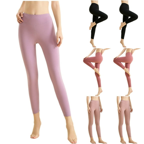Brondbend Thick Fleece Lined Leggings Women Thermal Tights High Waisted Solid Color Winter Casual Pants Winter Thicked Home Warm Pants Comfortable,Black
