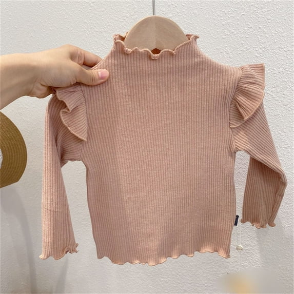 Brondbend Toddler Fall Sweater Girls' Knitted Pullove Sweater Crewneck Long Sleeved Solid Color Base Shirt Children's Thick Cotton Top Loose Fall Winter Versatile Warm Top,Pink