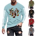 thumbnail image 1 of Brondbend Tops for Men Christmas Cheap Shirts for Men Long Sleeve Crewneck Pullover Printed Fashion Blouse Loose Travel Clothes Army Green, 1 of 5