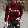 thumbnail image 1 of Brondbend Tops for Men Christmas Man Shirts Long Sleeves Crewneck Pullover Print Leisure Blouse Loose Fit Party Clothes Wine, 1 of 4