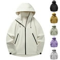 thumbnail image 1 of Brondbend Waterproof Jacket Men Men's Outdoor Windproof and Waterproof Long Sleeved Hooded Jacket Loose Fit Outdoor Trendy Hiking Versatile,Beige, 1 of 6