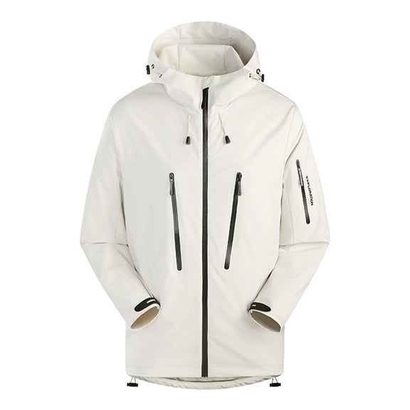 Brondbend Waterproof Jacket for Men Men's Spring and Charge Coat Thin Outdoor Mountaineering and Riding Windproof Work Coat Plus Size Fall Winter Climb Mountains,White
