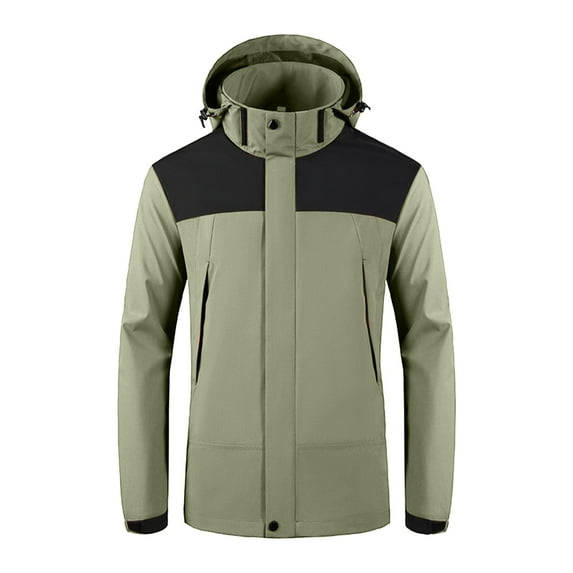 Brondbend Waterproof Jacket for Men Men's Suit Hooded Coat Youth Outdoor Sports Wear Long Men's Windbreaker Middle-aged Business Casual Jacket Plus Size Fall Winter Climb Mountains,Green