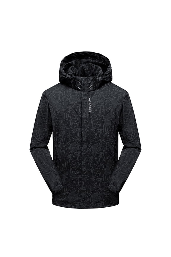 Waterproof Jacket Men Men's Thin Windbreaker Slim Fitting Zipper Pocket Sun Protection Suit Outdoor Charging Jacket Coat Oversized Fall Winter Casual Versatile Workout Outerwear,Black