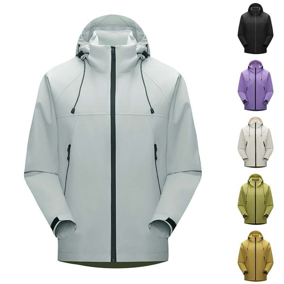 Brondbend Waterproof Jacket for Men Thin Jacket Casual Sports Windbreaker Long Sleeve Zipper Pocket Hooded Casual Outwear Jackets Loose Fit Fall Winter Outdoor Hiking Workout,Black