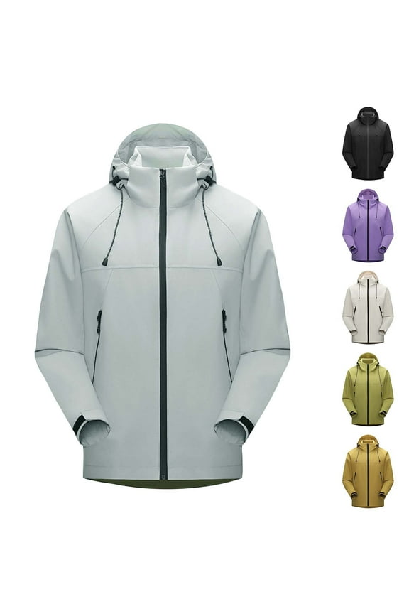 Waterproof Jacket for Men Thin Jacket Casual Sports Windbreaker Long Sleeve Zipper Pocket Hooded Casual Outwear Jackets Loose Fit Fall Winter Outdoor Hiking Workout,Black