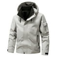 thumbnail image 1 of Brondbend Waterproof Jackets for Men Men's Solid Color Waterproof Long Sleeved Hooded Workwear with Multiple Pockets Jacket Loose Fit Travel Hiking Versatile,Khaki, 1 of 6
