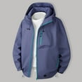 thumbnail image 1 of Brondbend Waterproof Rain Jacket Mens Sports Multi-bag Long Sleeve Mountaineering Hooded Casual Outwear Jackets Loose Fit Fall Winter Outdoor Hiking Workout,Navy, 1 of 4
