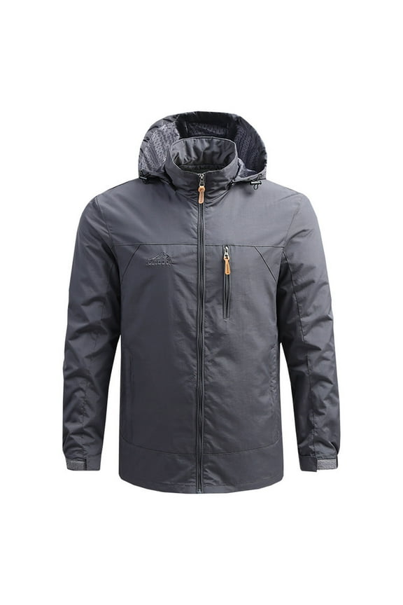 Wind Jacket Men Thin Windbreaker Solid Color Full Zipper Pocket Sun Protection Suit Jacket Coat Loose Fit Fall Winter Climb Mountains Versatile,Gray