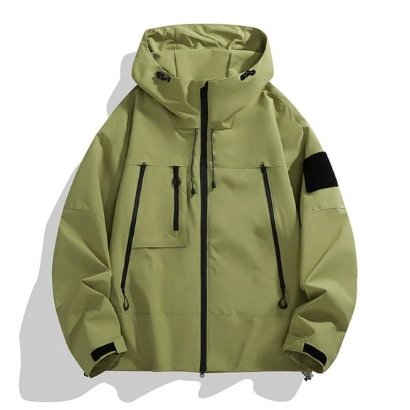 Brondbend Windproof Jacket Men Men's Fashion Casual Outdoor Work Bag Long Sleeve Hooded Casual Coat Jacket Oversized Outdoor Hiking Climb Coat,Green