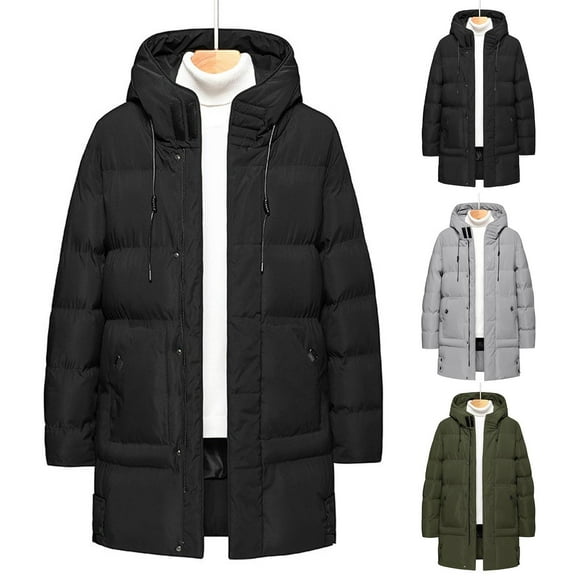 Brondbend Winter Coats for Men Mens Jackets Fall Hooded Long Sleeved Zipper Pocket Outerwear Solid Color Casual Jacket Loose Fit Outdoor Tops Black