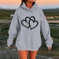 thumbnail image 1 of Brondbend Woman Hoodie Pull over Sweatshirt for Womens Long Sleeved Drawstring Pocket Pullover Print Stylish Oversized Tops Lady Climb Mountains Fall Winter Wear Gray, 1 of 3