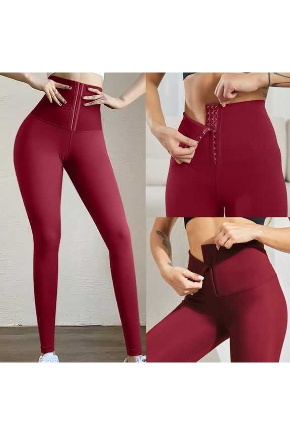 Woman Yoga Pants Soft Leggings for Women Stretchy Waist Belly Control Workout Trousers Solid Color Stylish Tights Slim Fit Climb Mountains Jogger Red