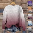 thumbnail image 1 of Brondbend Woman's Sweaters Knitted Sweaters Women Crewneck Long Sleeved Gradient Color Printed Pullover Ladies Loose Hoodless Sweater Blouse Fall Winter Versatile Warm Top,Gray, 1 of 4