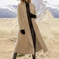 thumbnail image 1 of Brondbend Woman's Winter Coat Women’s Jacket Turndown Collar Long Sleeved Pocket Long Outerwear Solid Color Warm Stylish Loose Fit Jacket Lady Party Tops Khaki, 1 of 5