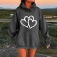 thumbnail image 1 of Brondbend Womans Hoodie Hoodies for Women Pullover Long Sleeved Drawstring Pocket Pullover Print Stylish Loose Tops Lady School Workout Fall Winter Wear Dark Gray, 1 of 3