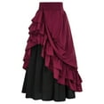 thumbnail image 1 of Brondbend Womans Skirt High Waisted Flowy Ruffle Hem Skirt Dress Summer Solid Color Vintage Ladies Loose Fit Beach Party Skirt Red XXL, 1 of 5
