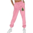 thumbnail image 1 of Brondbend Womans Sweat Pants Womens Joggers High Waisted Christmas Print Pocket Drawstring Athletic Trousers Plus Velvet Loose Fit Running Fitness Comfortable Sports Pants,Pink, 1 of 4