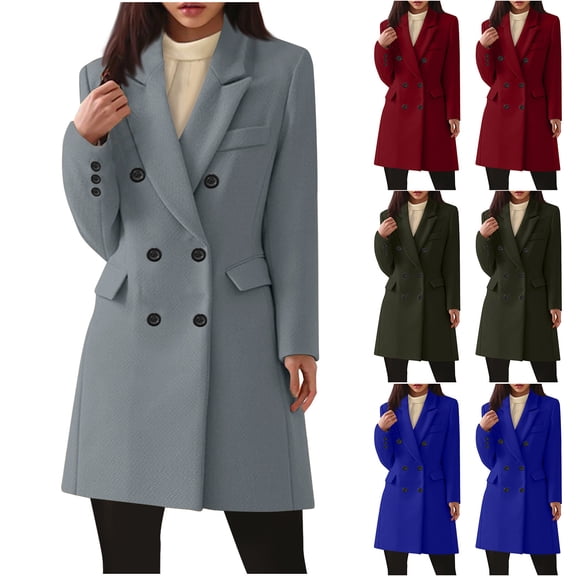 Brondbend Women Coats Winter Women’s Jacket Lapel Long Sleeved Pocket Outerwear Solid Color Warm Comfy Loose Fit Jacket Lady Weekend Tops Army Green