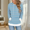 thumbnail image 1 of Brondbend Women Hoodie Hooded Sweatshirt Women Long Sleeved Pockets Drawstring Pullover Stripe Casual Loose Tops Lady Festival Fall Winter Wear Sky Blue, 1 of 5