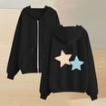thumbnail image 1 of Brondbend Women Hoodie Womens Pullovers Long Sleeved Zipper Drawstring Pocket Pullover Print Comfy Relaxed Plus Size Tops Lady Gym Running Fall Winter Wear Black, 1 of 2