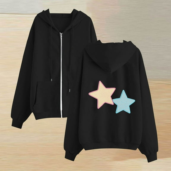 Brondbend Women Hoodie Womens Pullovers Long Sleeved Zipper Drawstring Pocket Pullover Print Comfy Relaxed Plus Size Tops Lady Gym Running Fall Winter Wear Black