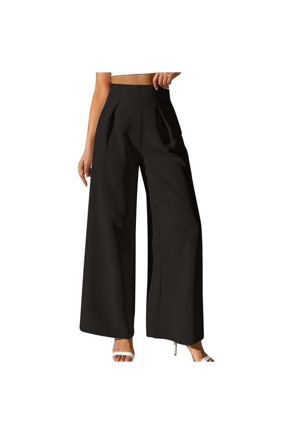 Women Pant Suit Business Suits for Women Soild Color High Waist Drape Formal Wide Leg Trousers Loose Fit Fall Office Work Versatile Comfortable Pants,Black