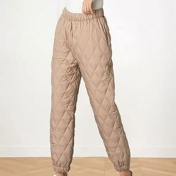 Brondbend Women Warm Casual Pants Womens Jogger Pants Solid Color Plaid High Waisted Trendy Trousers with Pocket Straight Leg Baggy Fall Winter Comfy Workout Home Lounge