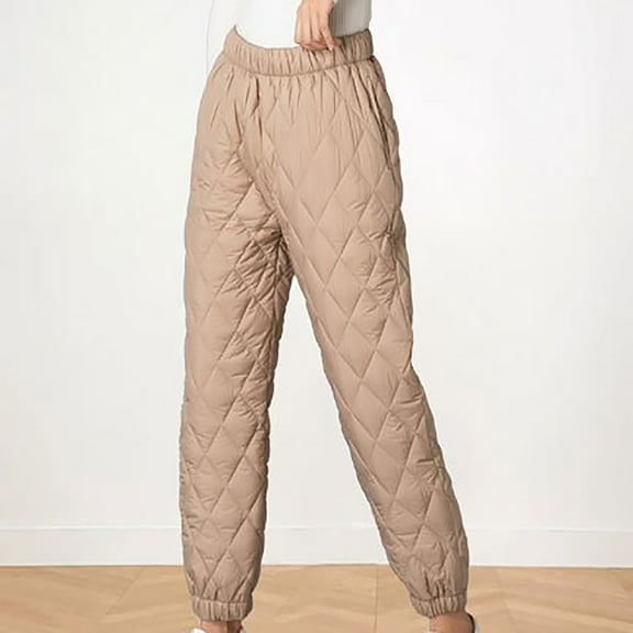 Brondbend Women Warm Casual Pants Womens Jogger Pants Solid Color Plaid High Waisted Trendy Trousers with Pocket Straight Leg Baggy Fall Winter Comfy Workout Home Lounge