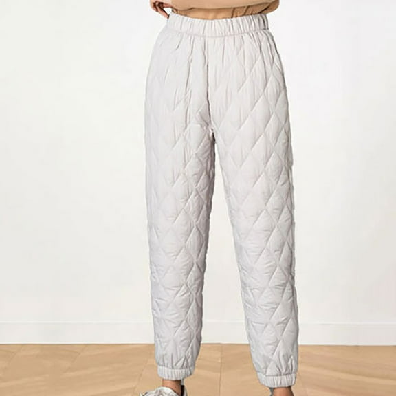 Brondbend Women Warm Casual Pants Womens Jogger Pants Solid Color Plaid High Waisted Trendy Trousers with Pocket Straight Leg Baggy Fall Winter Comfy Workout Home Lounge