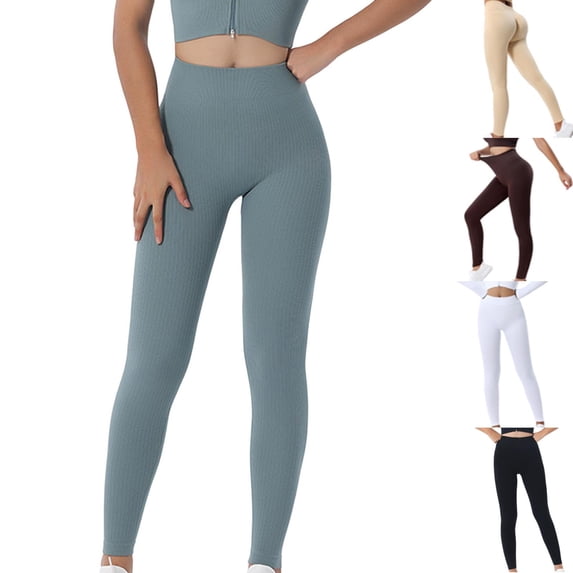 Brondbend Women Yoga Pants Womans Leggings Stretch Waist Belly Control Workout Trousers Solid Color Breathable Tights Slim Fit Fitness Athletic Jogger Black
