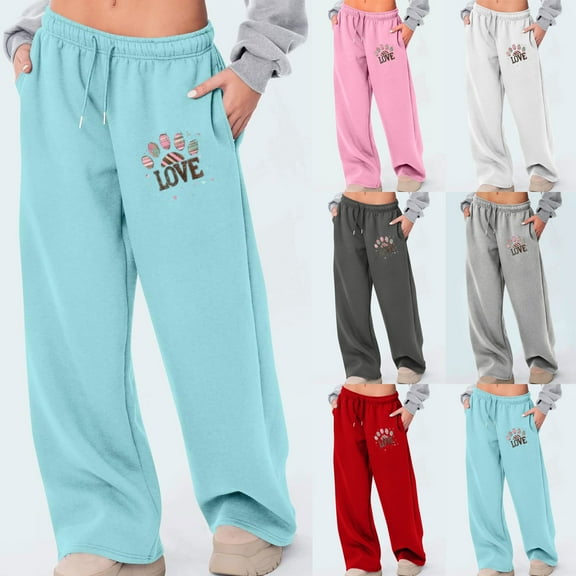 Brondbend Women's Athletic Pants Sweatpants for Women Joggers Elastic High Waisted Lace up Pocket Casual Print Workout Trousers Wide Leg Oversized Fall Winter Comfortable Athletic,Dark Gray