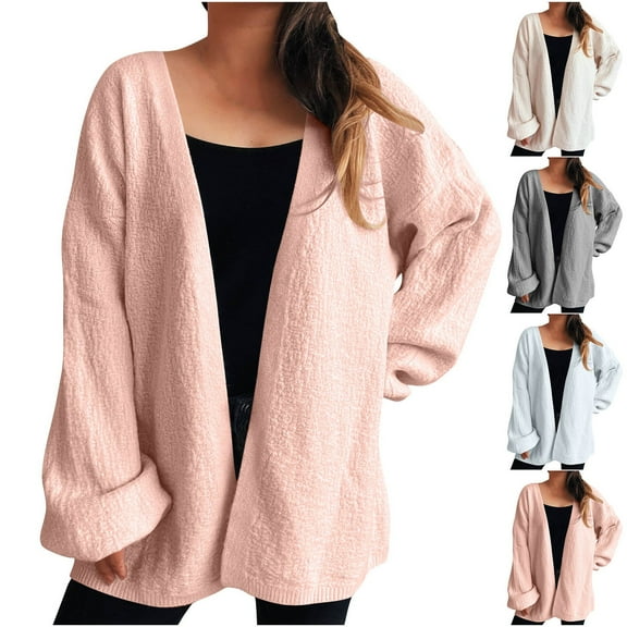 Brondbend Women's Cardigans Sweaters Long Sleeve Solid Color Open Front Casual Coat Loose Fit Fall Winter Fashion Work Party Going out Warm Outerwear Comfortable,Beige