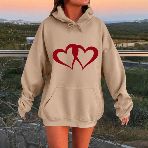 Brondbend Women's Hoodie Hoodie Sweatshirt for Women Long Sleeved Drawstring Pocket Pullover Print Stylish Loose Tops Lady Gym Athletic Fall Winter Wear Khaki