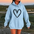 thumbnail image 1 of Brondbend Women's Hoodie Pullovers for Women Long Sleeved Drawstring Pocket Pullover Print Stylish Loose Fit Tops Lady Vacation Workout Fall Winter Wear Light Blue, 1 of 3