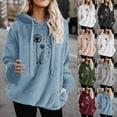 thumbnail image 1 of Brondbend Women's Hoodies Womens Hoodies Pullover Long Sleeved Drawstring Pocket Pullover Print Fashion Loose Fit Tops Ladies Outdoor Travel Fall Winter Wear Army Green, 1 of 4