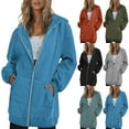 thumbnail image 1 of Brondbend Women's Long Hoodies Womens Pullover Sweatshirts Full Zipper Solid Color Long Sleeve Casual Hooded with Pocket Trendy Plus Size Fall Winter Lightweight Workout Versatile Clothes, 1 of 6