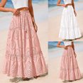 thumbnail image 1 of WWV Women's Skirt Elastic High Waisted Lace Hollow out Skirt Dress with Drawstring Summer Solid Color Comfy Trendy Lady Loose Fit Wedding Skirt Pink L, 1 of 6