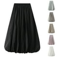 thumbnail image 1 of WWV Women's Skirt Elastic Waist Lantern Skirt Dress Summer Solid Color Casual Ladies Loose Fit Wedding Skirt Black, 1 of 7