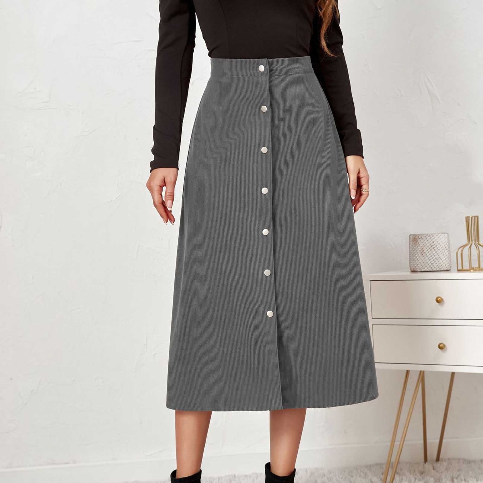 Resting Gray Brushed Mid-length Skirt