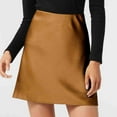 thumbnail image 1 of Brondbend Women's Skirts Midi Skirt Solid Color High Waist Mid-Calf Skirt Elegant Dresses Lightweight Dress Daily Wear Gold Skirt for Women Size-XL, 1 of 6