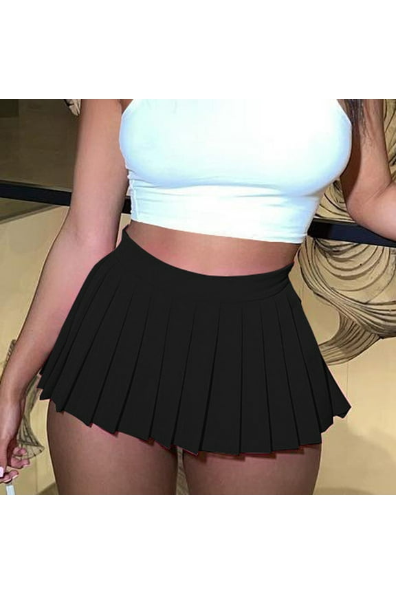 Brondbend Women's Skirts Midi Skirt Solid Color Pleated Mid-Calf Skirt Lounging Dress Lightweight Dress Meeting Festival Gift Black Skirt for Women Size-M