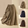 thumbnail image 1 of Brondbend Women's Skirts Midi Skirt Solid Color Printed High-Elastic Mid-Calf Skirt Vintage Dresses Breathable Skirts Climbing Festival Gift Coffee Skirt for Women Size-L, 1 of 5
