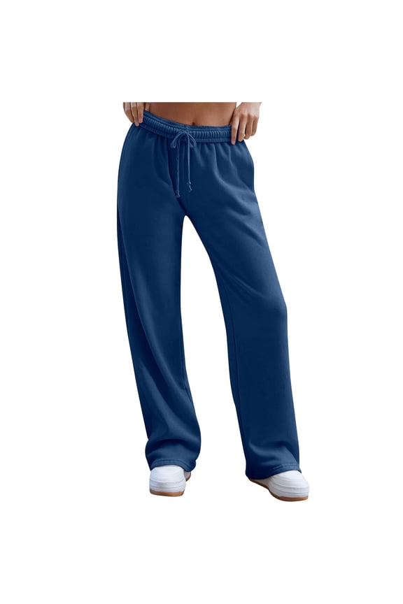 Women's Sweat Pants Womens Long Pants Casual Solid Color Stretch High Waisted Drawstring Cotton Trousers Straight Leg Regular Fit Fashion Fall Winter Workout Jogging