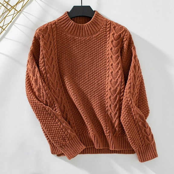 Brondbend Women's Sweater Tops Knit Sweater for Women Fall Crewneck Long Sleeve Solid Color Top Fashion Oversized Thick Pullover Winter Comfortable Party Dating Warm Clothes,Red
