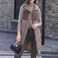 thumbnail image 1 of Brondbend Women's Vest Womens Coats Hooded Sleeveless Pocket Zipper Outerwear Solid Color Thick Loose Fit Coats Ladies Holiday Tops Coffee, 1 of 6