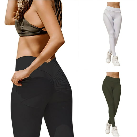 Brondbend Women’s Yoga Pants Womans Leggings Stretchy Waist Belly Control Workout Trousers Solid Color Comfortable Tights Slim Fit Hiking Jogger Black