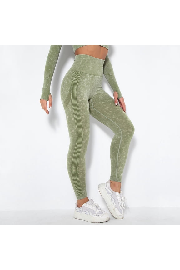 Women's Yoga Pants Womens Legging Elastic Waist Belly Control Workout Trousers Stripe Fashion Tights Slim Fit Gym Athletic Jogger Army Green