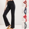 thumbnail image 1 of Brondbend Women's Yoga Pants Womens Soft Leggings Elastic High Waist Belly Control Workout Trousers Solid Color Fashion Tights Slim Fit Weekend Athletic Jogger Black, 1 of 6